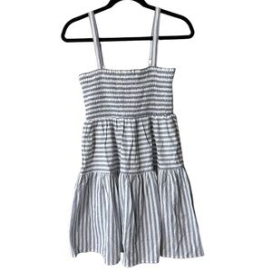 Urban Outfitters Lumiere Blue Striped Linen Babydoll Dress